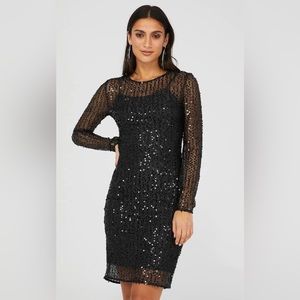 Suzy Shier Sequin Mesh Dress With Slip